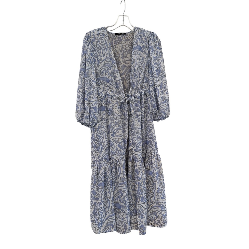 Blue and Cream Paisley dress / coat Sz medium by Black Tape